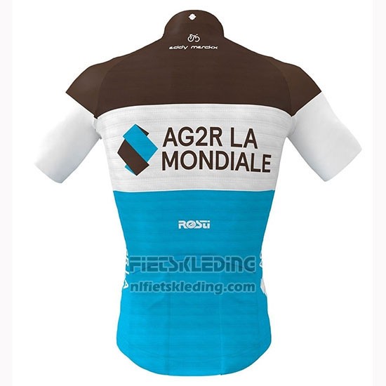 2019 Fietskleding Ag2r La Mondiale Bruin Wit Blauw Korte Mouwen en Koersbroek